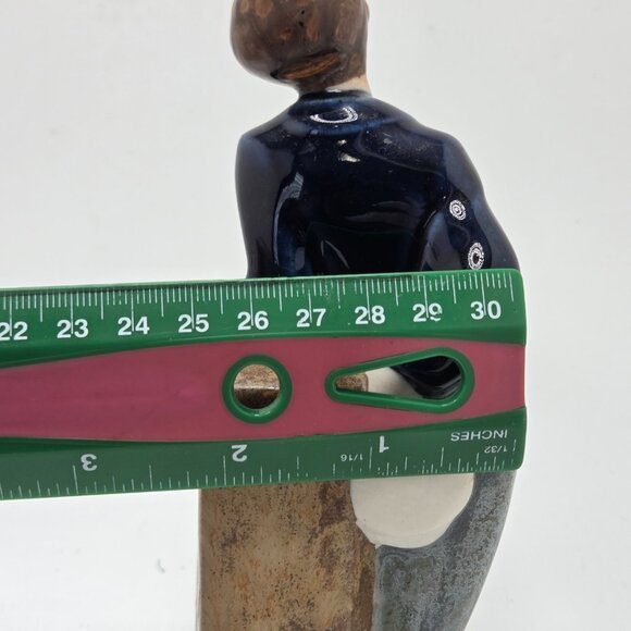 Vintage Hummelwerk Rex Valencia Spain Figurine Boy Cobalt Blue Leaning Porcelain - Picture 12 of 12